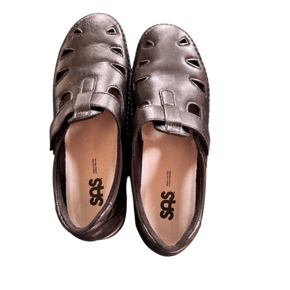 SAS Roamer Black TRIPAD Comfort Leather Loafer Size 8.5M Cut Outs Closed Toe - Picture 4 of 6